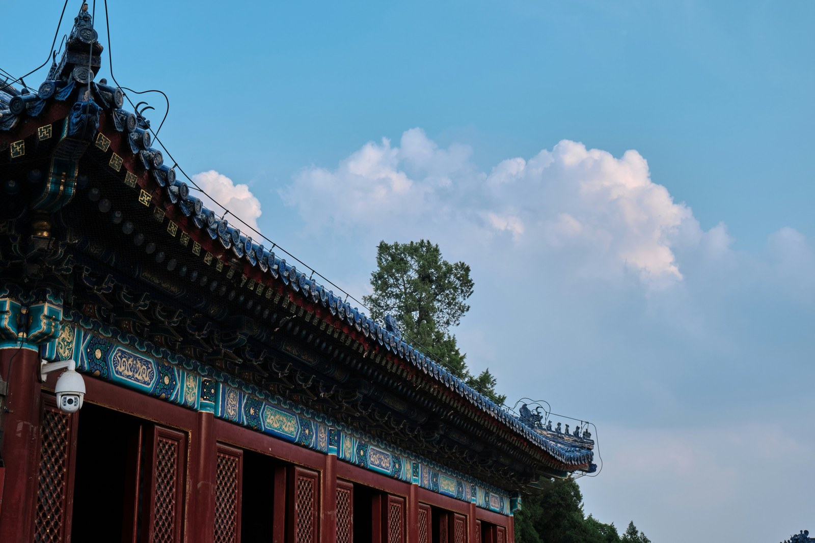 Architectural roofline and open sky